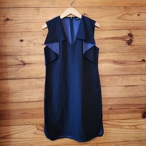 Kate spade Saturday V-neck 100% cotton Navy sleeveless Shift dress SZ 4